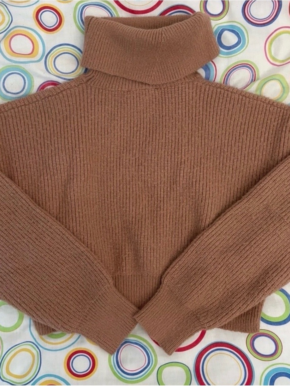 Forever 21 Mocha Brown Tan Turtleneck Knit Long Sleeve Sweater